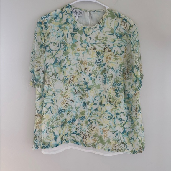 Pendleton Tops - Pendleton Green and Blue Short Sleeve Blouse size 14W 100% silk